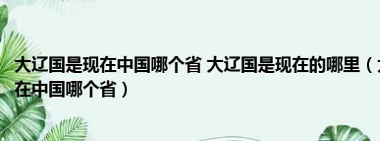 大辽国是现在中国哪个省 大辽国是现在的哪里（大辽国是现在中国哪个省）