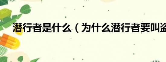 潜行者是什么（为什么潜行者要叫盗贼）