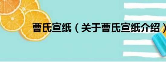 曹氏宣纸（关于曹氏宣纸介绍）