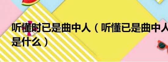 听懂时已是曲中人（听懂已是曲中人 上一句是什么）