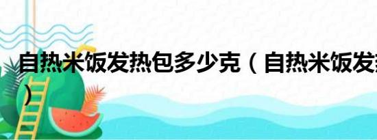 自热米饭发热包多少克（自热米饭发热包原理）