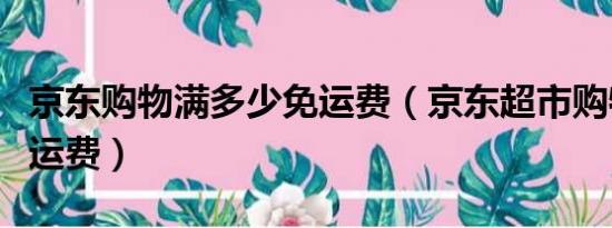 京东购物满多少免运费（京东超市购物多少免运费）