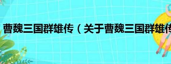 曹魏三国群雄传（关于曹魏三国群雄传介绍）