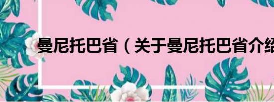 曼尼托巴省（关于曼尼托巴省介绍）