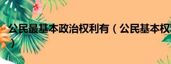 公民最基本政治权利有（公民基本权利有哪些）