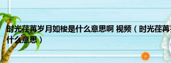 时光荏苒岁月如梭是什么意思啊 视频（时光荏苒岁月如梭是什么意思）