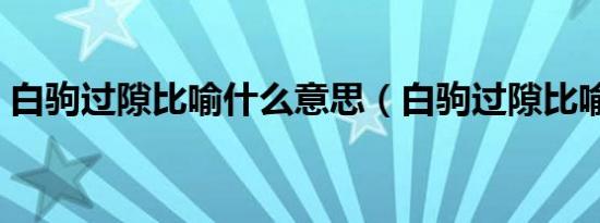 白驹过隙比喻什么意思（白驹过隙比喻什么）