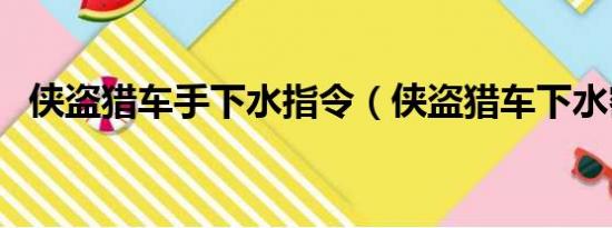 侠盗猎车手下水指令（侠盗猎车下水密码）