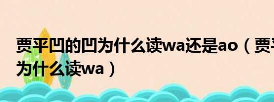 贾平凹的凹为什么读wa还是ao（贾平凹的凹为什么读wa）