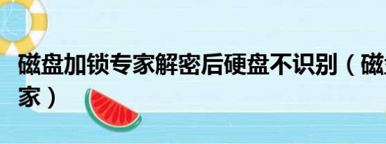 磁盘加锁专家解密后硬盘不识别（磁盘加锁专家）