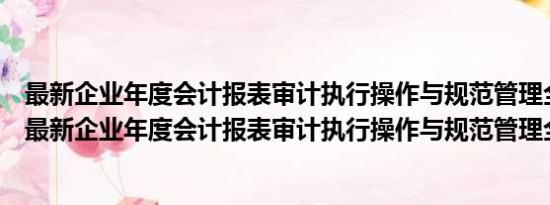 最新企业年度会计报表审计执行操作与规范管理全书（关于最新企业年度会计报表审计执行操作与规范管理全书介绍）