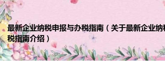 最新企业纳税申报与办税指南（关于最新企业纳税申报与办税指南介绍）