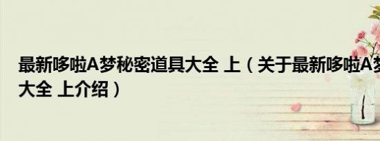 最新哆啦A梦秘密道具大全 上（关于最新哆啦A梦秘密道具大全 上介绍）