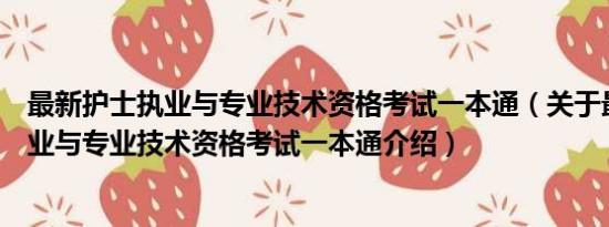 最新护士执业与专业技术资格考试一本通（关于最新护士执业与专业技术资格考试一本通介绍）