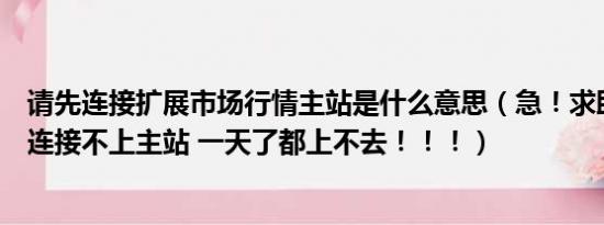 请先连接扩展市场行情主站是什么意思（急！求助：大智慧连接不上主站 一天了都上不去！！！）