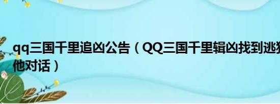 qq三国千里追凶公告（QQ三国千里辑凶找到逃犯后怎么跟他对话）