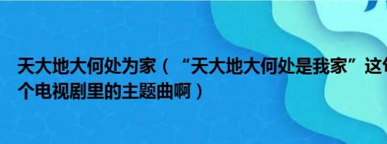 天大地大何处为家（“天大地大何处是我家”这句歌词是哪个电视剧里的主题曲啊）