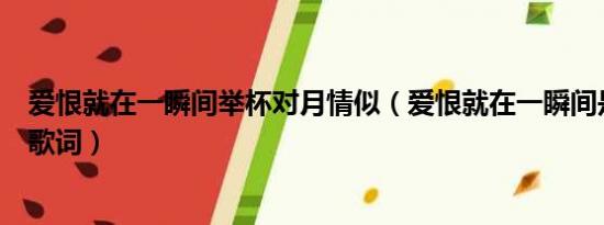 爱恨就在一瞬间举杯对月情似（爱恨就在一瞬间是什么歌的歌词）