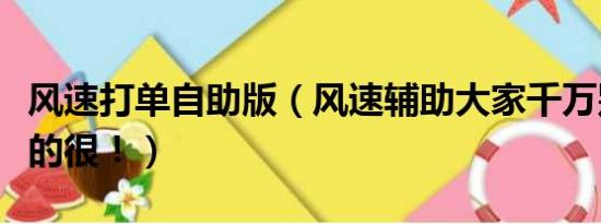 风速打单自助版（风速辅助大家千万别买垃圾的很！）