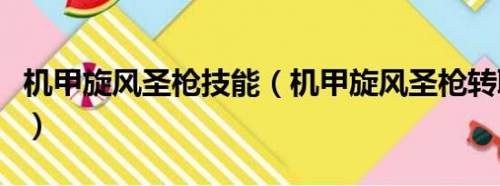 机甲旋风圣枪技能（机甲旋风圣枪转职哪个好）