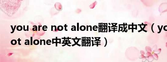 you are not alone翻译成中文（you are not alone中英文翻译）