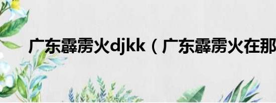 广东霹雳火djkk（广东霹雳火在那来）