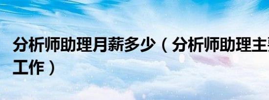 分析师助理月薪多少（分析师助理主要做什么工作）