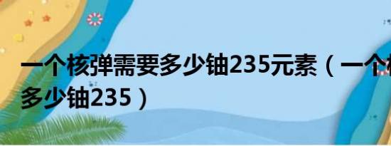 一个核弹需要多少铀235元素（一个核弹需要多少铀235）