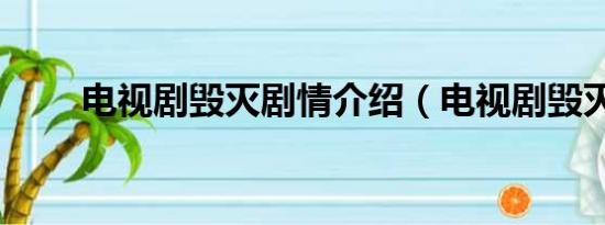 电视剧毁灭剧情介绍（电视剧毁灭）