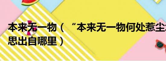 本来无一物（“本来无一物何处惹尘埃”啥意思出自哪里）