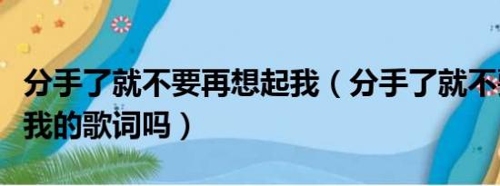 分手了就不要再想起我（分手了就不要在想起我的歌词吗）