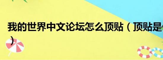 我的世界中文论坛怎么顶贴（顶贴是什么意思）