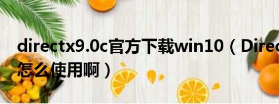 directx9.0c官方下载win10（DirectX 9.0c怎么使用啊）