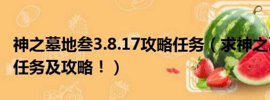 神之墓地叁3.8.17攻略任务（求神之墓地2.7a任务及攻略！）