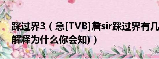 踩过界3（急[TVB]詹sir踩过界有几多集(请解释为什么你会知)）