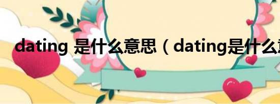 dating 是什么意思（dating是什么意思）