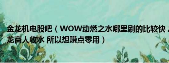 金龙机电股吧（WOW动燃之水哪里刷的比较快 总看见炼金龙商人收水 所以想赚点零用）