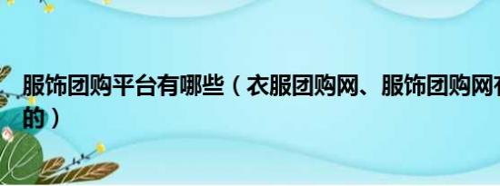 服饰团购平台有哪些（衣服团购网、服饰团购网有哪些不错的）