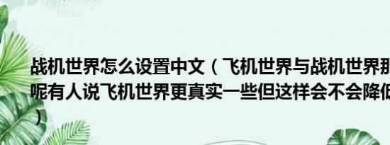 战机世界怎么设置中文（飞机世界与战机世界那个好玩一些呢有人说飞机世界更真实一些但这样会不会降低娱乐性了呢）