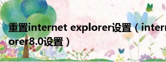 重置internet explorer设置（internet explorer8.0设置）