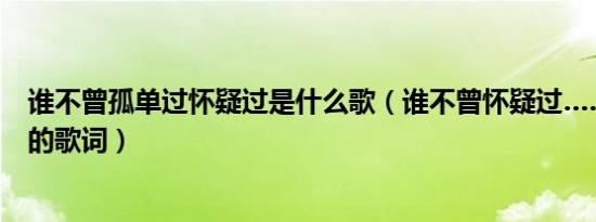 谁不曾孤单过怀疑过是什么歌（谁不曾怀疑过……是哪首歌的歌词）