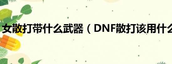 女散打带什么武器（DNF散打该用什么武器）