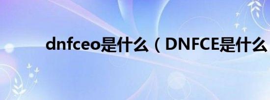 dnfceo是什么（DNFCE是什么）