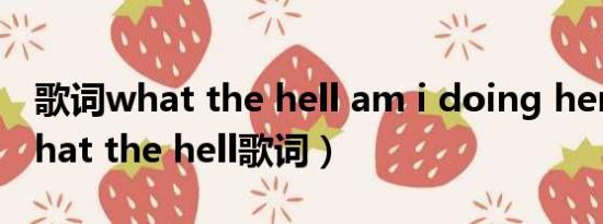 歌词what the hell am i doing here（要what the hell歌词）