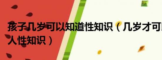 孩子几岁可以知道性知识（几岁才可以了解成人性知识）