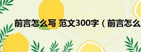 前言怎么写 范文300字（前言怎么写）