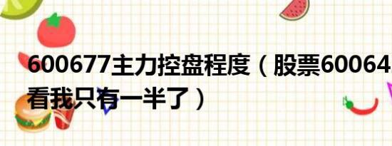 600677主力控盘程度（股票600642大家咋看我只有一半了）