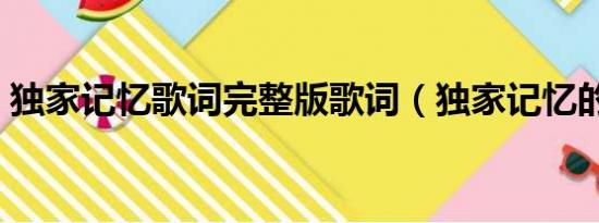 独家记忆歌词完整版歌词（独家记忆的歌词）