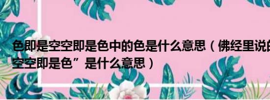 色即是空空即是色中的色是什么意思（佛经里说的“色即是空空即是色”是什么意思）