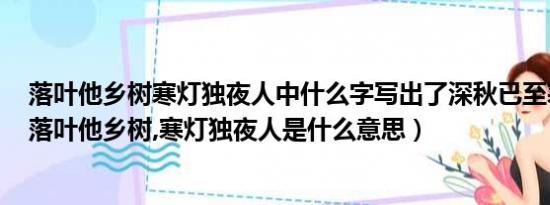 落叶他乡树寒灯独夜人中什么字写出了深秋已至寒意重重（落叶他乡树,寒灯独夜人是什么意思）